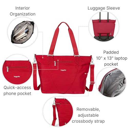 Baggallini Avenue Tote - 12x18 Laptop Tote Bag for Women - Lightweight Work Travel Carry On Bag - color: Apple