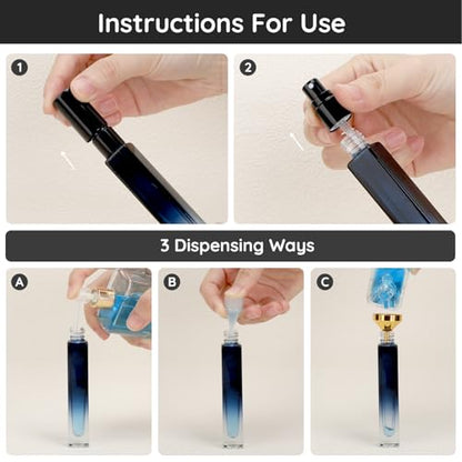 Segbeauty Travel Perfume Bottle, 5 Pack of 10ML Empty Refillable Glass Atomizer, Portable Cologne Dispenser Spray Bottle Travel Size Sample Bottles Sprayer Making Kit Gradient Blue - color: Gradient Blue