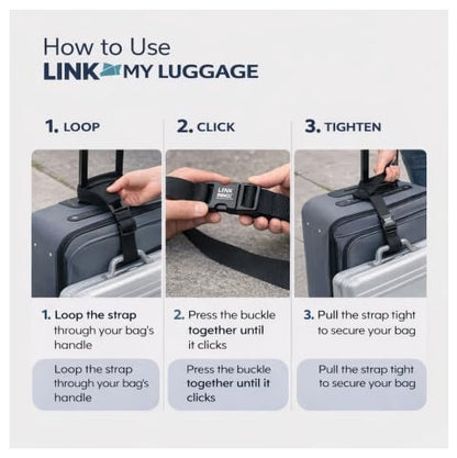 Travel Straps – Adjustable Luggage Straps for Suitcases, Heavy-Duty Buckle Belt to Secure & Connect Bags, Travel Accessories for Carry-Ons & Checked Luggage (2 Pack)