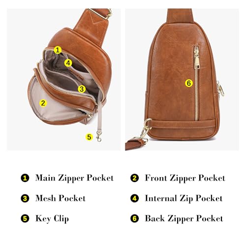 Haytijoe Anti-Theft Sling Bag for Women, RFID Crossbody Purse - color: Pure Brown a