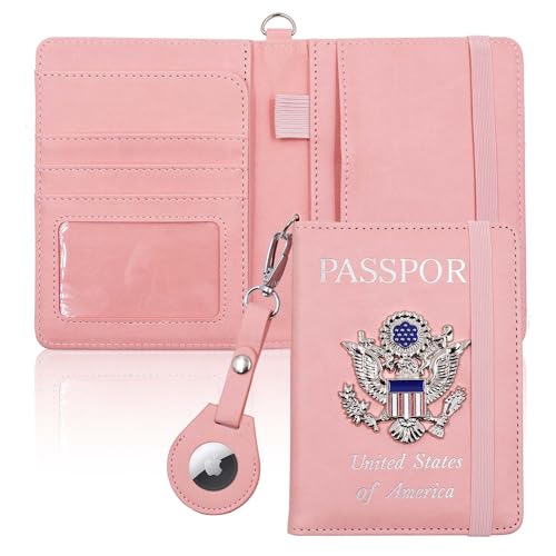 Passport Holder for Travel,Passport Cover Case with RFID (pink) - color: pink