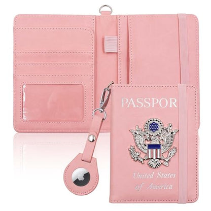 Passport Holder for Travel,Passport Cover Case with RFID (pink) - color: pink