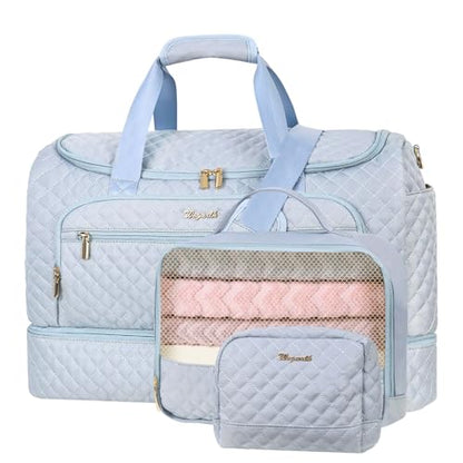 3PCS Weekender Bags for Women, Large Travel Bags Personal Item Travel Bag - color: Sky blue