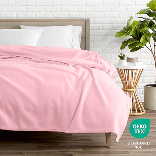 Bare Home Polar Fleece Blanket - Light Pink - Warm & Cozy - Premium Fleece for Bed, Sofa, Camping, Travel and Cold Nights - Lightweight Blanket (King, Light Pink) - color: 13 - Light Pink, size: King