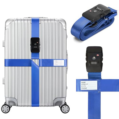TSA Approved Luggage Straps with Combination Lock, Cross Dark Blue - color: Cross Dark Blue