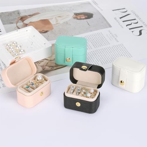 KUKUVR Small Travel Jewelry Ring Stud Earring Box (White) - color: White