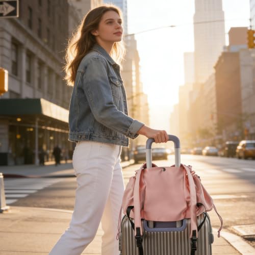 Everyday Bag Tote for Women, Spacious Diaper Bag with 16 Pockets, Durable Travel Bag, Sleek Work Shoulder Bag - color: Matte Pink