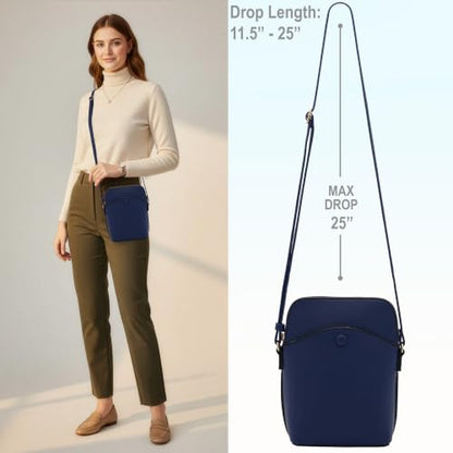 Solene Small Crossbody Bag with Gold Hardware, Mini Shoulder Purse with Adjustable Strap - color: Navy