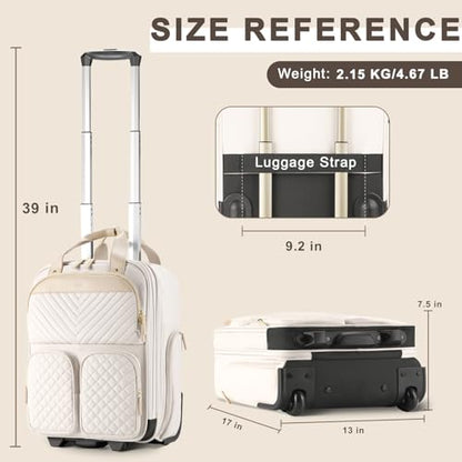 Arcoyard Underseat Carry On Luggage with Wheels, 17.3" Personal Item Bag - color: Beige