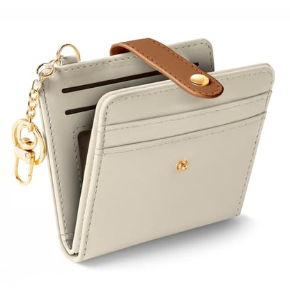 Jogjam Small Ladies Women Wallet, Rfid Slim Thin Compact Credit Card Holder - color: A Beige with Caramel