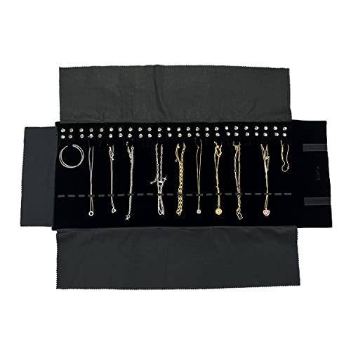 UnionPlus Travel Necklaces Roll Organizer Anti-Tangle Large Black - color: Black, size: Large