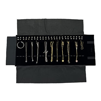 UnionPlus Travel Necklaces Roll Organizer Anti-Tangle Large Black - color: Black, size: Large