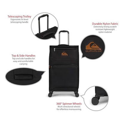 Quiksilver Buxton Suitcases Softside Expandable Luggage with Spinner Wheels, Large 3-Piece Set (20/26/30) (Black) - color: Black