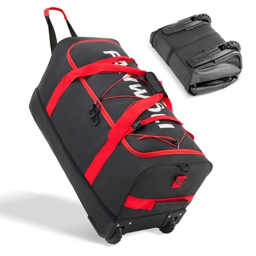 Fanwoli 120L Rolling Duffle Bag with Wheels, Foldable Travel Duffel - color: Red