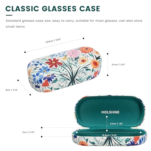 molshine Hard Shell Sunglasses Case,Classic Large Glasses Case for Women Men,Sunglass Eyeglasses - color: Flowers