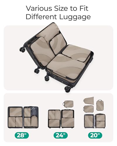 BAGSMART Compression Packing Cubes for Travel - color: Brown, size: Set of 6