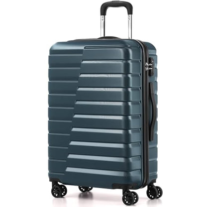 Coolife Lightweight Luggage with TSA Lock,Medium Checked Teal Blue - color: Teal Blue, size: Medium(24in)
