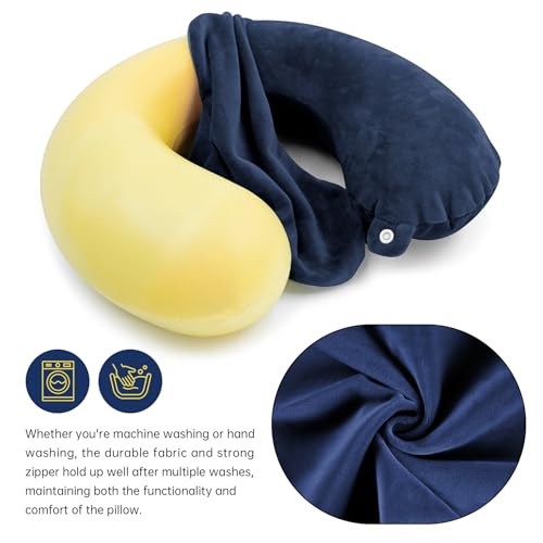 Philbinden 2 Packs Travel Neck Pillow Cover, Reusable U Shaped Neck Pillow Washable Soft Smooth Airplane Pillow Cover (Only Pillow Covers,No Filler) - color: Dark Blue