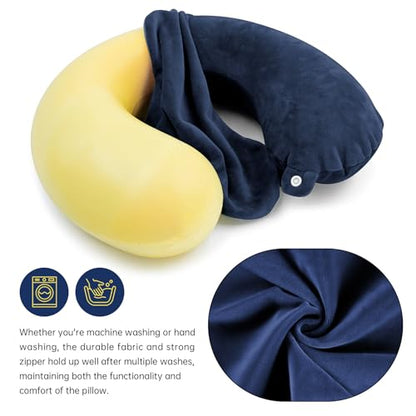 Philbinden 2 Packs Travel Neck Pillow Cover, Reusable U Shaped Neck Pillow Washable Soft Smooth Airplane Pillow Cover (Only Pillow Covers,No Filler) - color: Dark Blue
