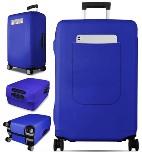 Slohif Luggage Cover for Suitcase Tsa Approved Protector - Blue Luggage Sleeve Large Suit Case Cover Travel Stretch Baggage Case Protective Washable Fit 28-30 Inch - size: L-(28-30) Inch, style: Blue