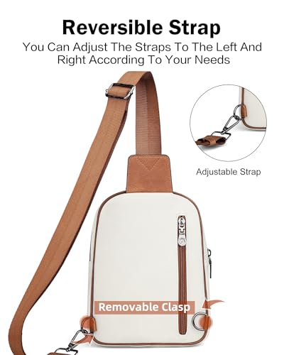 FADEON Sling Bags for Women Crossbody Bag, Designer PU Leather Sling Purse - color: Beige Brown, size: Small