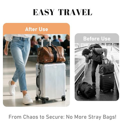 2 Pack Multi Use Strong Adjustable Luggage Connector Straps for Suitcases - color: Black