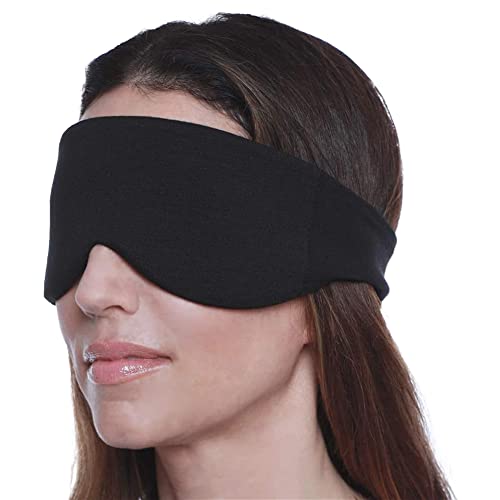 HappyLuxe Sleep Mask for Women & Men | USA Made Eye Masks for Sleep - color: Jet Black