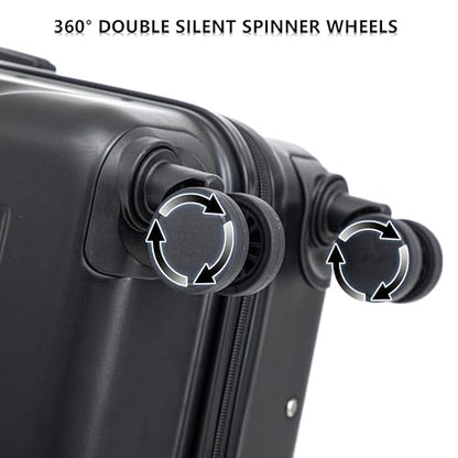 Merax 20"/24"/28" 3 pcs/set in ABS Spinner Wheel Luggage, Carry on Suitcase, Combination Lock - color: Graphite Black