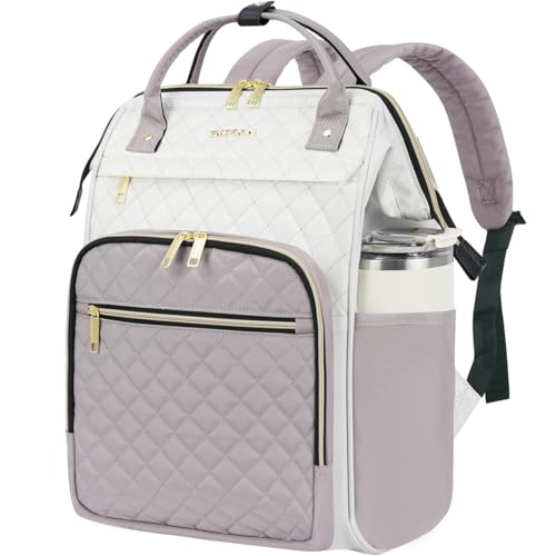 EMPSIGN 17 Inch Laptop Backpack for Women, Beige-Dusty Pink - color: Beige/Dusty Pink