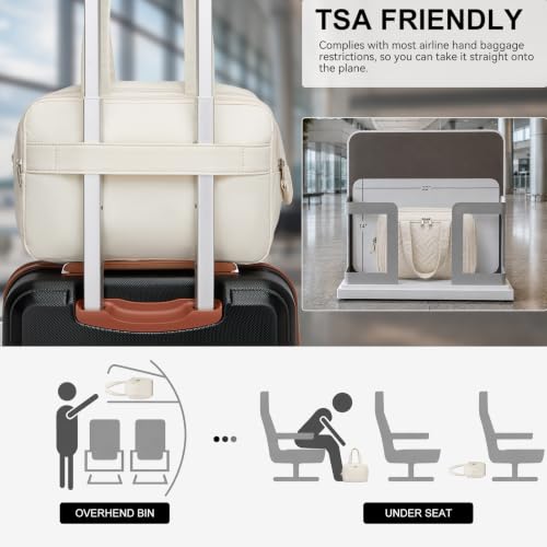 Kono 2-Piece Luggage Set 20in Carry-On luggage Duffel bag Waterproof White - color: Cream White, size: 2-piece set (DB/20")