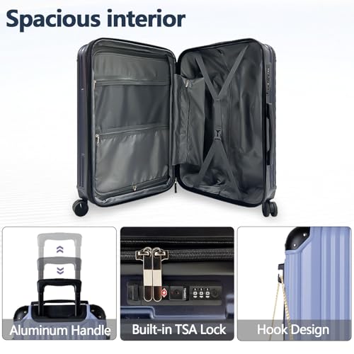 OUZZO Luggage Sets 2 Piece Expandable Durable Hardshell with TSA 20/24 inch - color: Purple, size: 20/24 inch