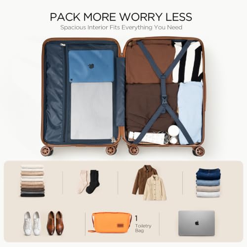Cosbarn Luggage Sets, Durable 20,24,28 inch Suitcase Sets With Wheels - color: Orange