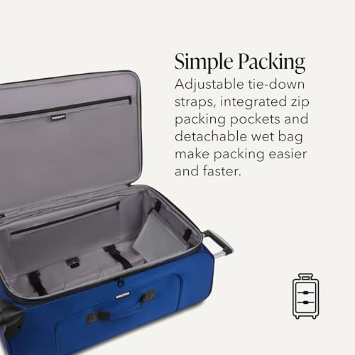SwissGear Sion Softside Expandable Luggage – Large Checked Suitcase with 360 Degree Wheels & Retractable Handle – 29 Inch, Perfect for 7-9 Night Trips – Blue - color: Blue, size: Checked-Large 29-Inch