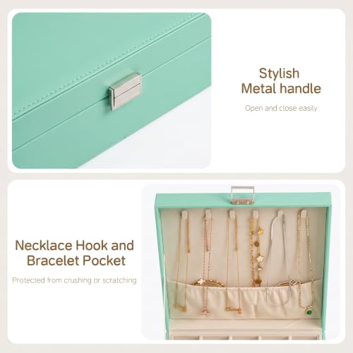 Frebeauty 50 Grid Earring Holder Organizer,2 Layer Jewelry Box for Women - color: Turquoise