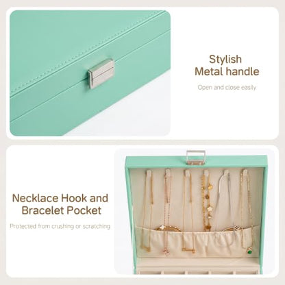 Frebeauty 50 Grid Earring Holder Organizer,2 Layer Jewelry Box for Women - color: Turquoise