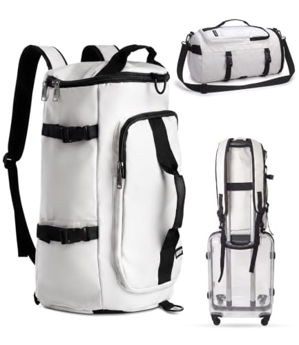 Plexon 2 in 1 Travel Duffle Bag Backpack 8.7 Gall for Sport Workout - color: Off-White