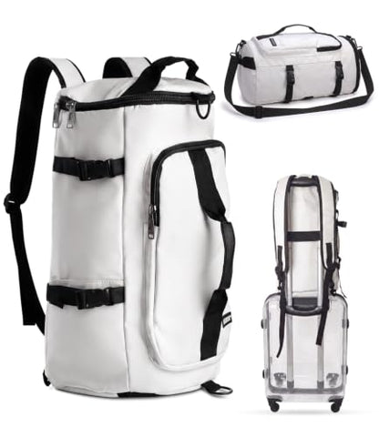 Plexon 2 in 1 Travel Duffle Bag Backpack 8.7 Gall for Sport Workout - color: Off-White
