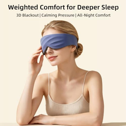 Weighted Sleep Mask, 3D Blackout Eye Mask Glass Beads Travel - color: Blue