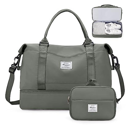 Weekender Bags for Women, Carry-On Overnight Travel Duffel Bag - color: Olive Green, size: Extra Large