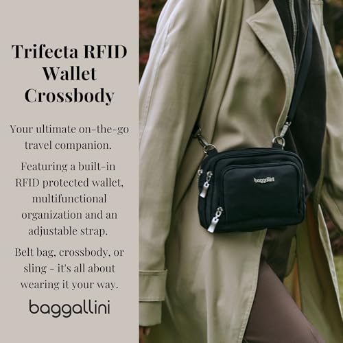 Baggallini Triple Zip with Front Wallet/Trifecta RFID Wallet Crossbody - color: Butter Yellow