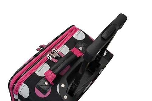Rockland Fashion Softside 2 Piece Luggage Set, Expandable, (14" Tote/19" Upright), Multi Pink Dot - color: Multi Pink Dot, size: 2 Piece (19"/14" Tote)