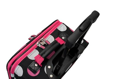 Rockland Fashion Softside 2 Piece Luggage Set, Expandable, (14" Tote/19" Upright), Multi Pink Dot - color: Multi Pink Dot, size: 2 Piece (19"/14" Tote)