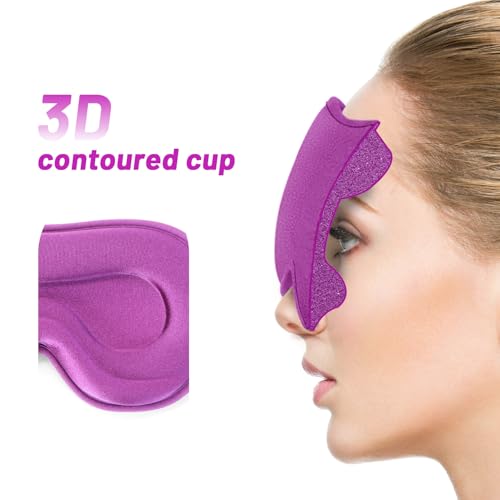 Sleep Mask for Men and Women, Lash Extensions 3D Eye Mask, Purple | Blackout Night Blindfold Eye Cover with Adjustable Strap for Side Sleepers, Breathable, Zero Pressure, Travel Essentials - color: Purple