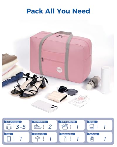 WANDF Personal Item Travel Bag, Carry On Duffle Bag Women - color: Coral Pink