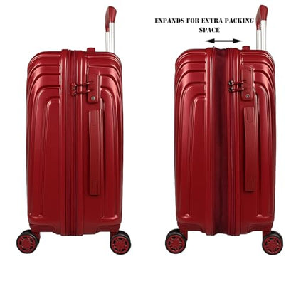 World Traveler VentureX Medium Checked Luggage, Hardshell Suitcase With Spinner Wheels - Burgundy - color: Burgundy