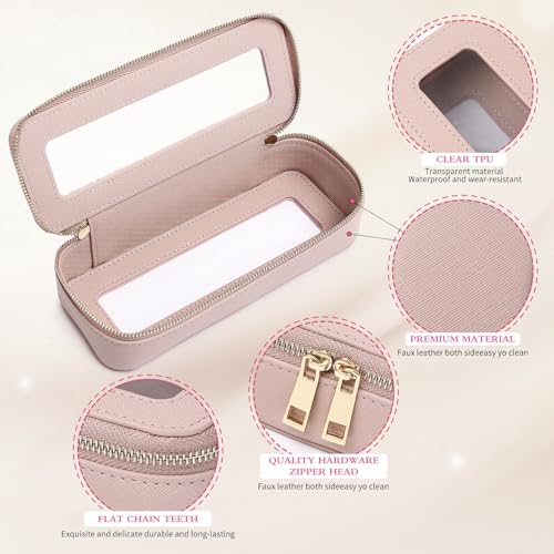 Pinkmik Makeup Brush Case Clear Travel Cosmetic Bag, (Pink, SLIM) - color: B/Pink, size: SLIM