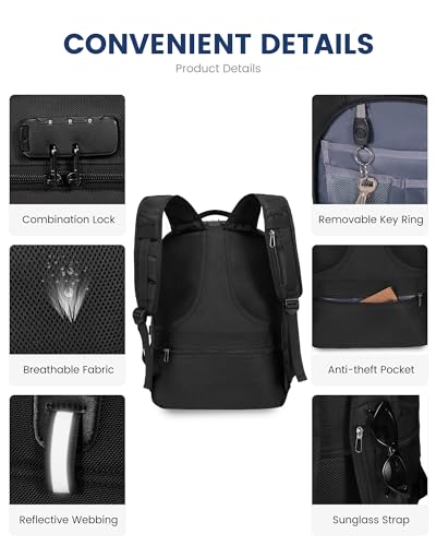 LOVEVOOK Large Laptop Backpack for Men,17.3Inch Heavy Duty Travel Backpack - color: Black-1, size: 17 inch