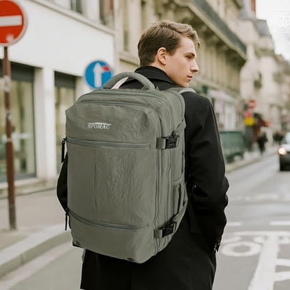 55L Vacuum Compression Backpack with Manual Pump for Carry On Travel - color: Army Green