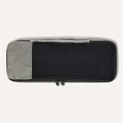 Amazon Essentials 여행용 액세서리 세트 4피스 패킹 큐브, 더블 지퍼가 있는 수하물 정리함, 100% 폴리에스터, 메시 탑, 회색., 4피스 패킹 큐브 세트 - 슬림 - color: 회색., size: Slim