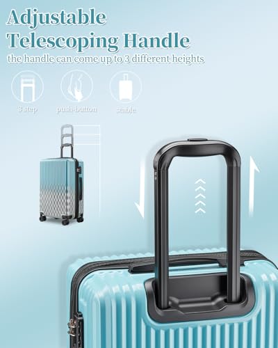 Expandable 20 Inch Carry on Luggage Suitcase with TSA Lock - color: Lake Bue, size: S(carry-on-20")